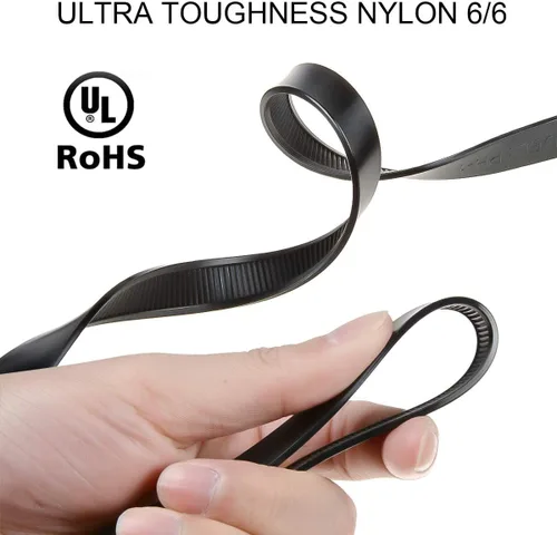 Vista 2 de Esposas con correas flexibles de 35.4", 20 piezas. Esposas de precinto con cierre de mano resistentes de alta resistencia, desechables, de nylon