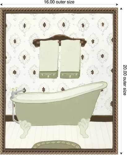 Vista 2 de Amanti Art Lienzo enmarcado para pared, 20 x 16 pulgadas, baño parisino n.º 1 de June Erica Vess, lienzo enmarcado para pared, obras de arte