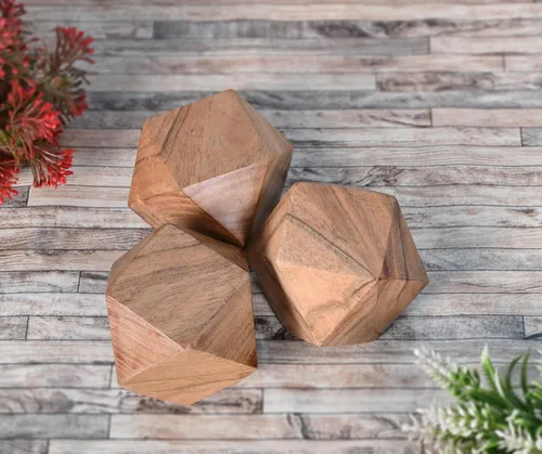 Vista 5 de NIRMAN Bola de madera decorativa de madera de acacia para centro de mesa o uso individual, ideal para uso en la sala, comedor, mesa de café, centro