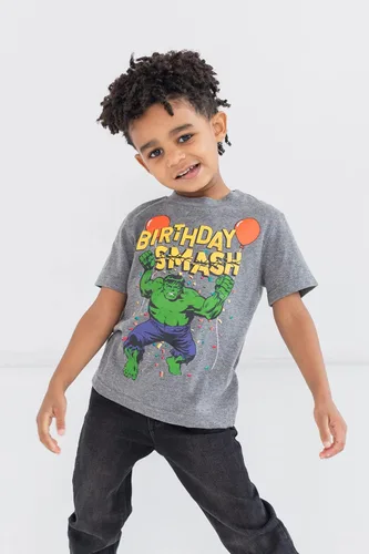 Vista 2 de Marvel Avengers Spider-Man Captain America Hulk Birthday T-Shirt Toddler to Big Kid