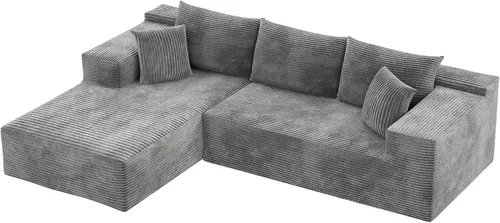 Vista 10 de VICTONE Sofás seccional de 108” Cloud, sofá modular sin huesos en forma de L con asiento profundo, sofás tapizados de comodidad moderna para sala