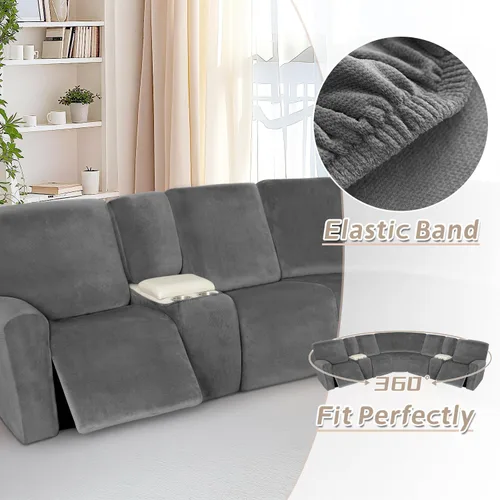 Vista 519 de Arfntevss Fundas de sofá seccional reclinable de terciopelo, Funda de sofá seccional de esquina para sofá reclinable, Funda elástica suave