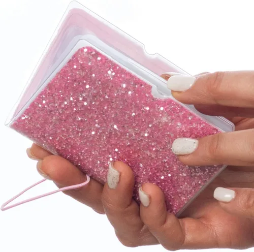 Vista 4 de Soporte para tarjetas de crédito para mujeres, soporte para cupones de tarjetas de fidelidad y organizador con 32 ranuras para tarjetas, Rosa