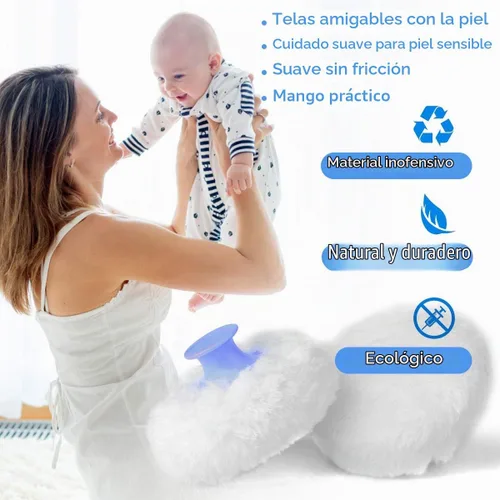 Vista 4 de 2pcs-Baby Body Cosmetic Powder Puff Kit Esponja Caja Contenedor (Azul y Rosa)