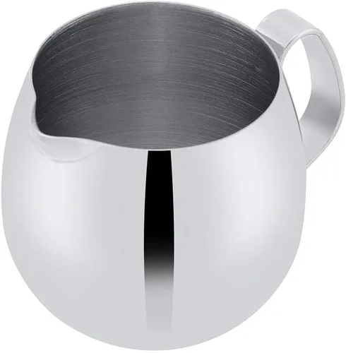 Vista 9 de Jarra de espuma de leche, jarra gruesa de acero inoxidable para café con leche, taza de espuma de café, jarra de leche plateada (10.1 fl oz)