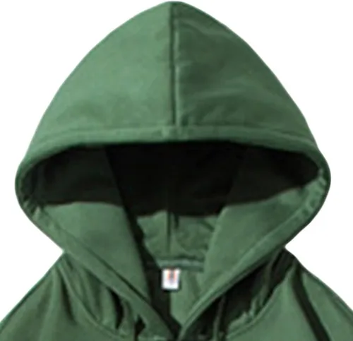 Vista 2 de Sudadera básica de color sólido con cuello redondo para hombre, sudadera holgada con cordón y bolsillo de canguro, Verde