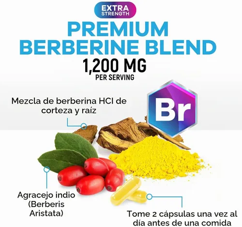 Vista 3 de Berberine HCl Blend 1200mg por porción - Suplemento de apoyo