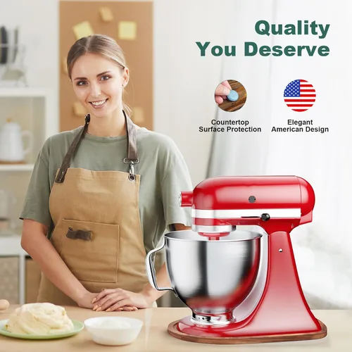 Vista 2 de GuanQiao Alfombrilla deslizante de bambú de grado alimenticio para mezclador de cabeza inclinada KitchenAid de 4,5-5 Qt, alfombrilla deslizante