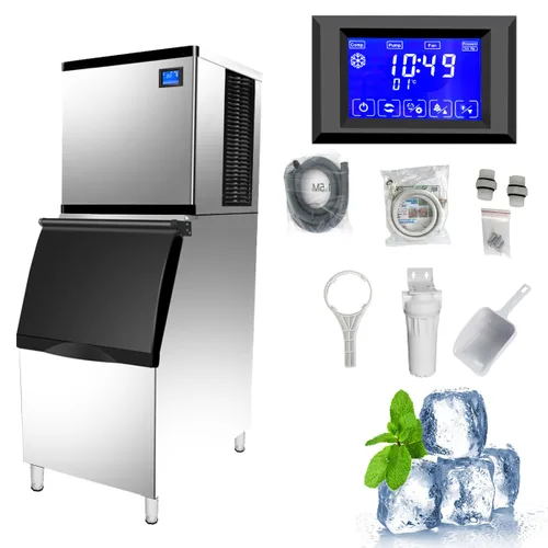 Vista 11 de Máquina comercial para hacer hielo de 350 libras/24 horas, contenedor de almacenamiento de 308 libras, 156 cubos de hielo transparentes en 8-15