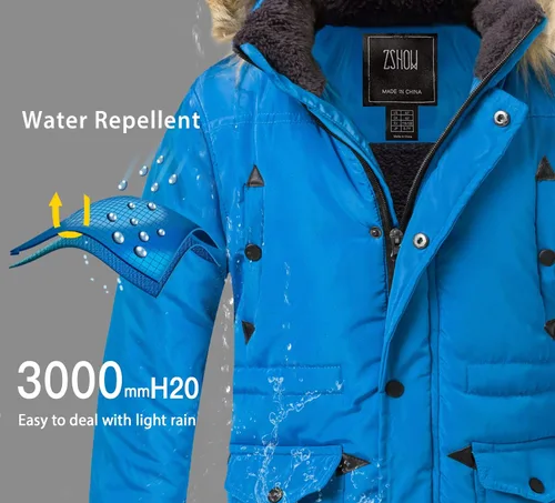 Vista 3 de ZSHOW Chaqueta acolchada con capucha para niños, abrigo de invierno grueso a prueba de viento