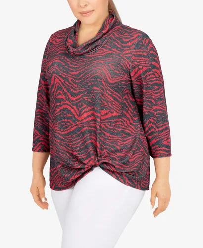 Vista 7 de Ruby Rd. Top metálico de rayas de cebra para mujer de talla grande