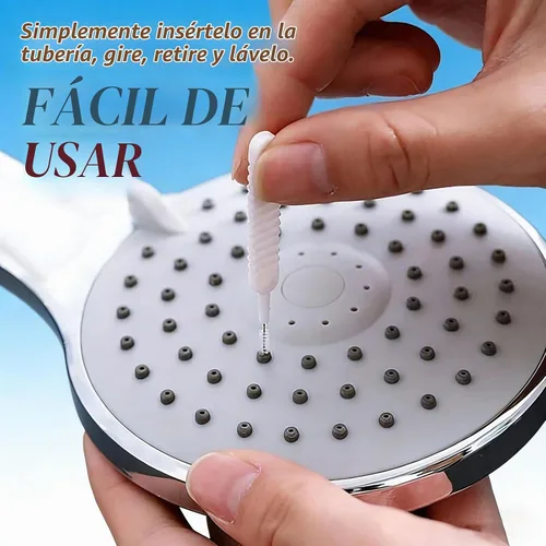 Vista 4 de Cepillo de limpieza para cabezal de ducha, cepillo de limpieza antiobstrucción, cepillo de limpieza mejorado para cabezales de ducha, cepillos de 10