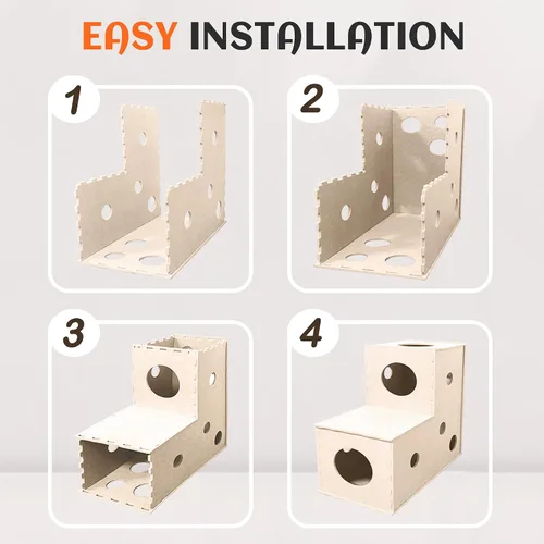 Vista 7 de PETKARAY Túnel para gatos, cueva original para gatos de interior, tubos y túneles de juego para gatitos grandes, juguete de fieltro suave con Beige