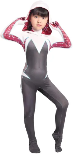 Vista 5 de liorougpatt Ghost Gwen with Mask Cosplay Costume for Girls Kids Toddler Halloween Superhero Costumes