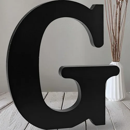 Vista 15 de AOCEAN Letras de madera negra de 12 pulgadas Letras de madera sin terminar para Halloween Letras decorativas de pie Rebanadas Tablero