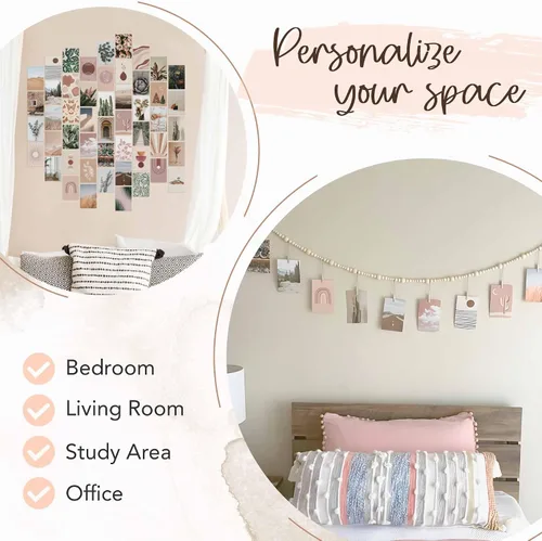 Vista 6 de Artivo Kit de collage de pared bohemio para niñas adolescentes, bonita decoración de habitación, imágenes estéticas de decoración de pared