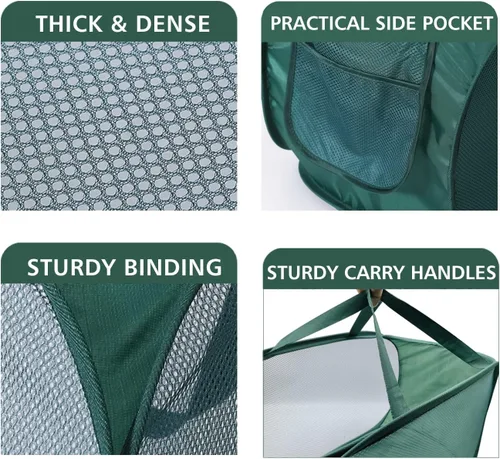 Vista 8 de Cesta de Ropa Emergente, Cestas Horizontales Plegables con Asas y Bolsillo Lateral, Malla Resistente Plegable para Cuarto de Lavado, Baño