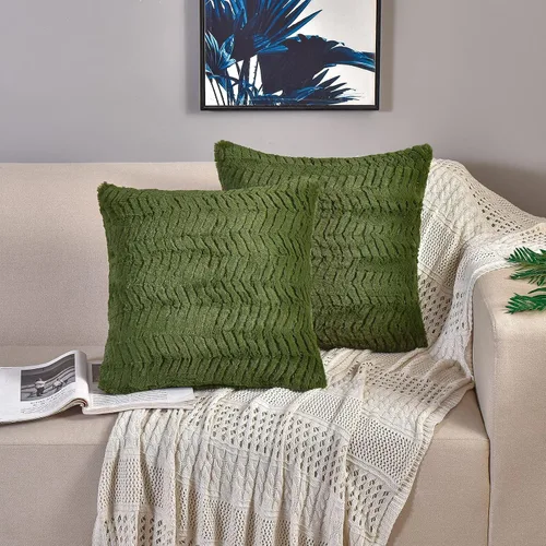 Vista 9 de YUSOKI - Fundas de almohada de pelo sintético de lujo - 18 x 18 pulgadas, juego de 2 - Fundas de almohada decorativas de pelo suave y esponjoso