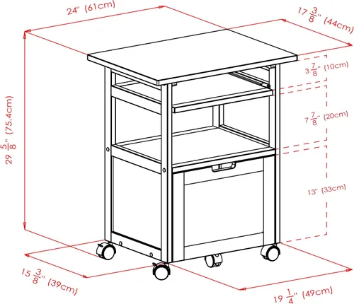 Vista 19 de Winsome Wood carro/soporte para impresora con espacio para teclado