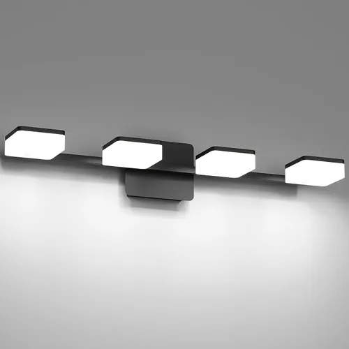 Vista 9 de 4 lámparas de acrílico para baño, moderna lámpara negra para tocador de baño, accesorios de iluminación de pared negro mate sobre el espejo, luz LED