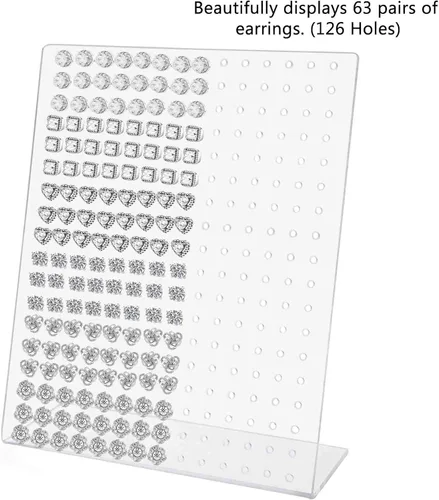 Vista 5 de Marketing Holders Soporte de exhibición de aretes, 126 pares de acrílico transparente inclinado para aros, tachuelas o colgantes, ferias
