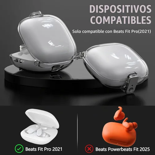 Vista 2 de Inesore para Beats Fit Pro con funda de bloqueo de seguridad (transparente)