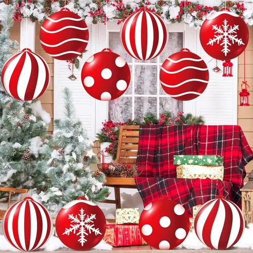 Vista 4 de Jetec 10 piezas de bolas inflables de Navidad de 9 pulgadas, bolas inflables de PVC para decoración de muñeco de nieve de invierno, adornos