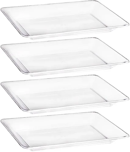 Vista 10 de Plasticpro - Bandejas de plástico para servir, rectangulares, 10 x 14 pulgadas, plato desechable para fiesta, color negro, paquete de 4