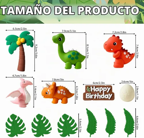 Vista 4 de Decoración de pastel de dinosaurio con temática de selva para decoración
