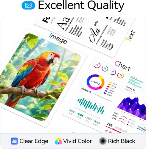 Vista 6 de Cartuchos de tinta 65XL, color negro/tricolor, 2 unidades de repuesto para HP 65 65XL, tinta funciona con HP Envy 5055 5052 5058 5000 5070 DeskJet