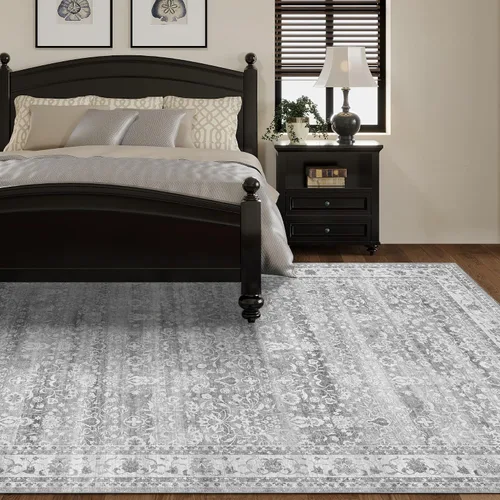 Vista 7 de Alfombra de 2 x 3 pies, antideslizante, lavable, de pelo bajo, suave, delgada, pequeña, alfombra vintage y bohemia para interiores, alfombras