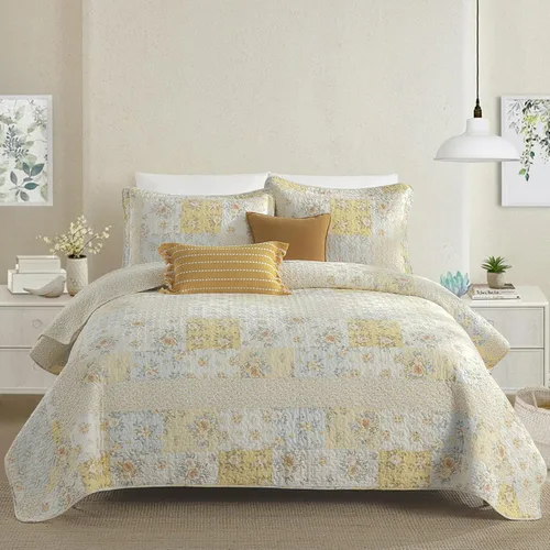 Vista 12 de SahSahCasa Juego de colcha cubrecama edredón de 120"x102" 100% algodón de gran tamaño Queen, colcha acolchada Queen extra grande, cubrecama XL