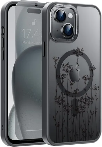 Vista 28 de Goodon para iPhone 15 Pro Max con protector de pantalla de privacidad, compatible con Magsafe, funda translúcida mate a prueba de golpes - Linda