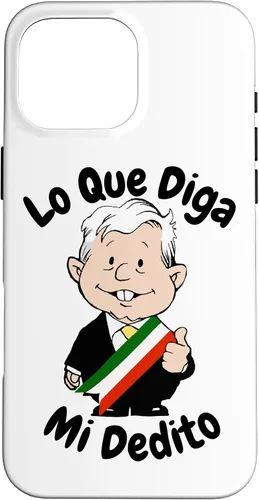 Vista 19 de Funda para iPhone 16 Lo Que Diga Mi Dedito Divertida Caricatura AMLO Amlito México 4T