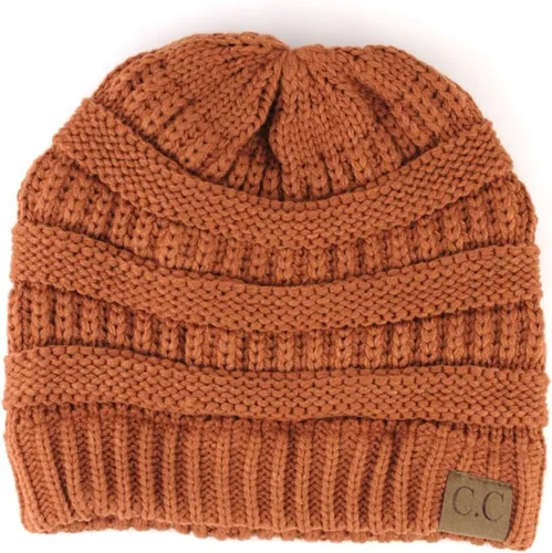 Vista 2 de C.C - Gorro de punto trenzado, elástico, moderno, grueso, suave y abrigado