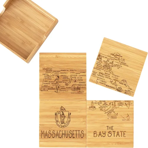 Vista 8 de Totally Bamboo California State Puzzle - Juego de posavasos de bambú de 4 piezas con estuche