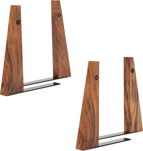Vista 9 de Soportes de Nogal para Estantes Soportes de Madera para Estantes Soportes de Libros Robustos, con Base Metálica para Librerías Elegantes