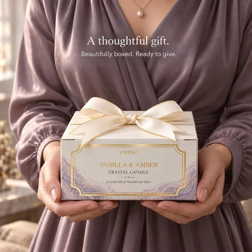 Vista 7 de Vanilla & Amber 3-Wick Crystal Candle, 14 oz, Gift Box Gold-Vanilla & Amber