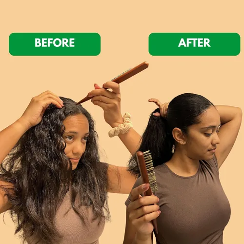 Vista 2 de GranNaturals Cepillo de pelo de cerdas duras para mujer, peine rígido y liso con cola de rata para seccionar el cabello, utilizado para control