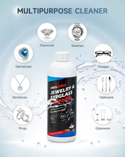 Vista 7 de CREWORKS Máquina profesional del limpiador ultrasónico 3L y solución del limpiador de la joyería de 17 fl oz dilución 1:40