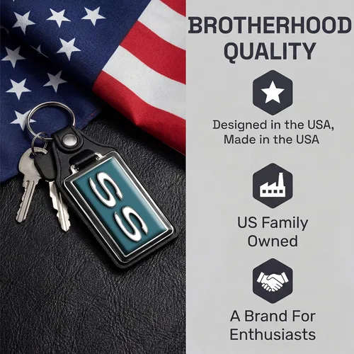 Vista 7 de Brotherhood Compatible con llavero de diseño de emblema SS Super Sport Turquesa azul
