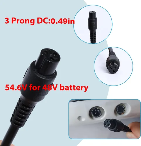 Vista 5 de EVAPLUS Adaptador de corriente de 54.6 V con certificación UL para scooter eléctrico de bicicleta eléctrica, cargador de batería de litio de 48 V