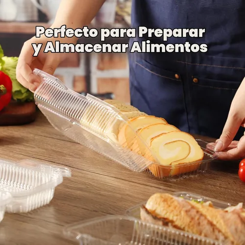 Vista 6 de Fit Meal Prep Paquete de 25 recipientes de plástico transparente con bisagras de 12 x 5 x 3 pulgadas, recipientes de plástico desechables