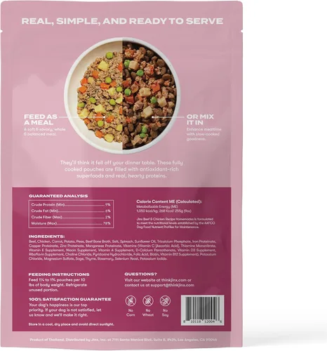 Vista 10 de Jinx Comida Húmeda para Perros Sin Granos de Res y Pollo, Comida o Mezcla en Complementos para Comida Seca, Hecha con Pollo Real, Caldo de Hueso