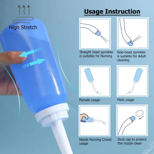 Vista 5 de Botella de bidé personal de mano, botella para cuidado y limpieza posparto suave, cuidado femenino, limpieza personal del perineo, bidé de viaje
