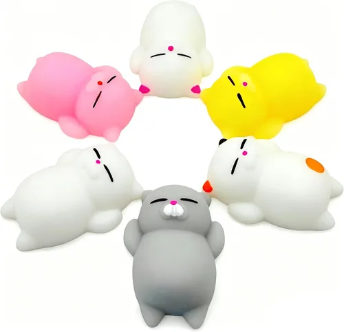Vista 7 de 4 piezas de juguetes blandos Jumbo Glitter Mochi para niños, juguetes Kawaii, juguetes sensoriales de animales marinos para premios de clase