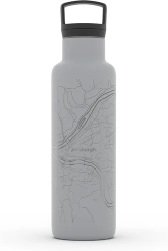 Vista 28 de Well Told Botella de agua aislada con mapa de Washington DC grabado, botella de acero inoxidable grabada (21 onzas, blanco) botella aislada de mapa