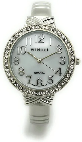 Vista 2 de Reloj analógico de cuarzo con esfera de nácar para mujer, con diamantes de imitación