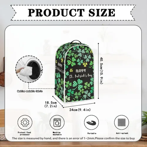 Vista 5 de GOSTONG Happy St. Patrick's Day Blender Covers - Cubierta antipolvo para cocina, protector antisalpicaduras, huellas dactilares, manchas de Feliz