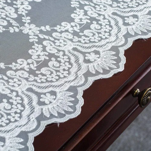 Vista 6 de ARTABLE Camino de mesa rectangular bordado de macramé de encaje con exquisito estilo vintage desgastado chic para mesas largas de cena de boda